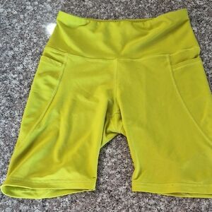 Old Navy Lime Green High-Waist Bike Shorts with Side Pockets